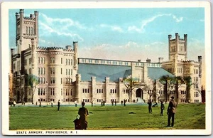 Providence Rhode Island RI, edificio de la armería estatal, césped, postal vintage - Imagen 1 de 2