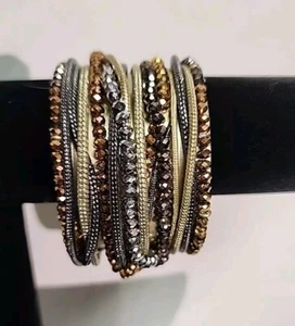 Kenneth Cole Metal Crystal Beaded Cuff Bracelet - Picture 1 of 7