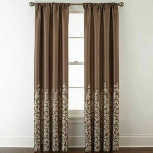 NWT $180   1 PAIR   JCPENNEY LUCIA Dk.  MOCHA  CURTAIN PANELS 50X84 (1 PAIR) - Picture 1 of 1