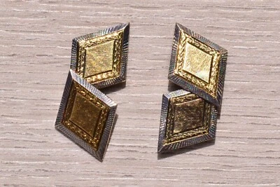 Abotoaduras Art Deco com parte superior de platina e ouro amarelo - Imagem 1 de 3