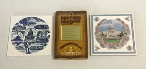 Lot of 3 Vintage Washington DC Souvenirs U.S Capitol Ceramic Tiles/Plaques - Picture 1 of 10