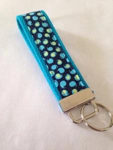 Key Fob Made With Amy Butler Lark Dreamer Sparkle Midnight Blue Fabric - Foto 1 di 5