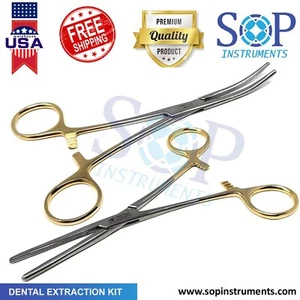 Paquete de 2 pinzas de esterilización con mango dorado Rochester Carmalt 6,25" STR CVD acero inoxidable - Imagen 1 de 4