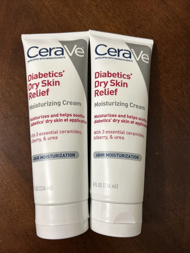 LOT (2) CERAVE MOISTURIZING CREAM DIABETICS DRY SKIN RELIEF 8 FL OZ - Image 1 of 1