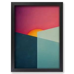 Framed Brilliant Abstract Sunset Wall Art Canvas Print Poster Picture, Decor - Picture 1 of 4