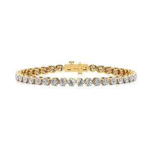 Round Cut Lab Grown Diamond Tennis Bracelet 14k Yellow Gold 6 CT - Picture 1 of 14