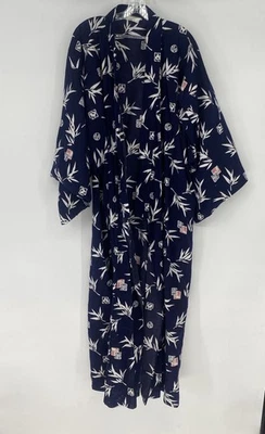 Bata kimono larga de algodón estampada azul blanco FP Tokyo para mujer talla 58 Foto 1 de 4