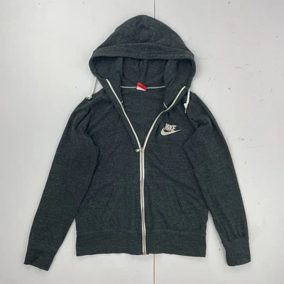 NIKE Hoodie Grande Gris Mujer Sudadera con Capucha Cremallera Completa Logo - Imagen 1 de 4