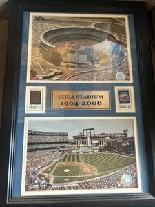 Rare Framed/Plaque Shea Stadium New York Mets Photo & Stamps 1964-2008 - Picture 1 of 3