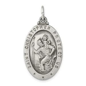 Medalla de plata antigua de San Cristóbal QC3558 - Imagen 1 de 4