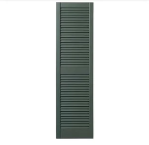 15 in. x 51 in. Open Louvered Polypropylene Shutters Pair in Vineyard Green - Picture 1 of 5
