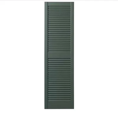 15 in. x 51 in. Open Louvered Polypropylene Shutters Pair in Vineyard Green - Image 1 of 4