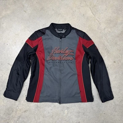 Harley Davidson Riding Jacket Womens XXL Nylon Red Grey Black Biker Padded - Image 1 of 4