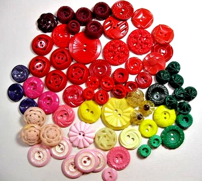 62 botones vintage patrón elegante amarillo, rosa, rojo, verde, púrpura (conjuntos, individuales) Foto 1 de 4
