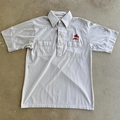 1970s EMBROIDERED RIO RANCHO NEW MEXICO WESTERN GREY VINTAGE POLO SHIRT MEDIUM - Image 1 of 4