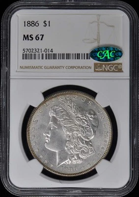 1886 Morgan Dollar S$1 NGC MS67 (CAC) - Image 1 of 2