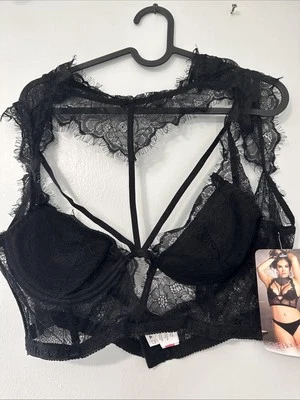 Shirley of Hollywood Top With Lace Neck Band Black XL Style #31239 J - Image 1 of 2