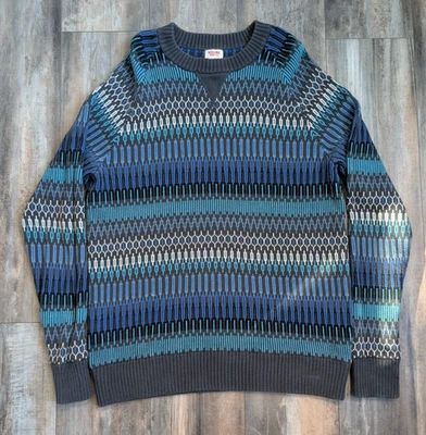 Suéter Pullover Azul Negro Geométrico Rayas - Mediano Para Hombre Algodón Mossimo Foto 1 de 4