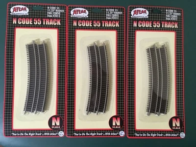 N Scale Atlas N Code 55 11.25" Radius Full Curve #2012   3 Pack - Image 1 of 2