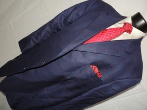 Bespoke Hickey Freeman Men's Blue & Red Windowpane jacket coat size 52 Reg - Picture 1 of 9