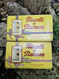 N 2 Scatola In Latta Biscotti Plasmon Vintage - Foto 1 di 6
