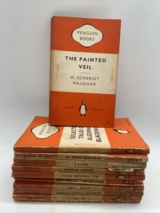 11 PENGUIN Fiction Vintage Orange Stripe Books Paperback Joblot Bundle 40’s&50´s - Picture 1 of 24