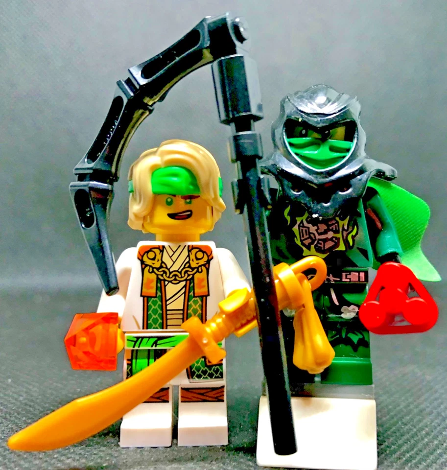 NINJAGO WORLD © MORRO MOC GREEN EVIL LLOYD + LEGO GENUINE LLOYD MASTER NINJA -2- - Image 1 of 4