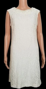Studio One New York Sleeveless Ivory Lace Beaded Neckline Size 12 Pullover Zips - Picture 1 of 12