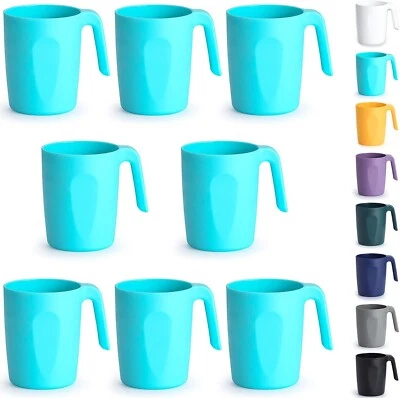 Juego de 8 tazas de café de plástico azul TF con asas 15 oz reutilizables... Foto 1 de 4