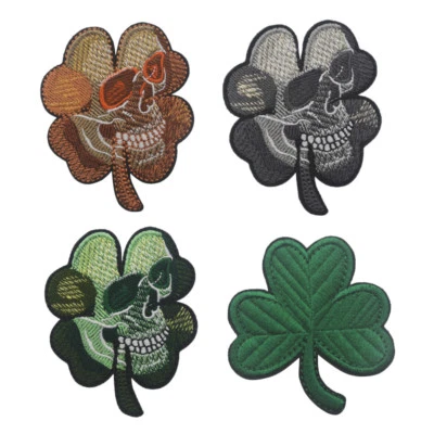 Embroidered Skull Flower US Army Military Hook Loop Patch Backing Fastener Badge - Image 1 of 2