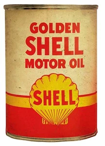 GOLDEN SHELL MOTOR OIL CLAMSHELL LOGO 24" HEAVY DUTY USA MADE METAL ADV SIGN - Picture 1 of 1