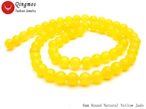 6mm Round Yellow Jade Gemstone Beads Strands for Jewelry Making DIY Strands 15" - Picture 1 of 15