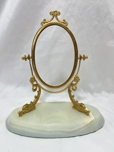 Antique Picture Frame Brass Carps Marbel Core Base 9” - Bild 1 von 13