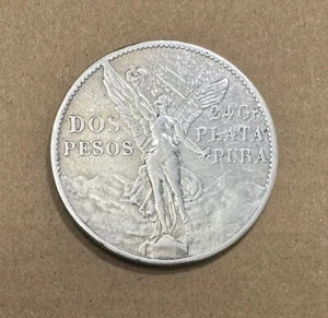 1921 Mexican Silver Dos Pesos Winged Victory Libertad Commemorative 3 - Picture 1 of 2