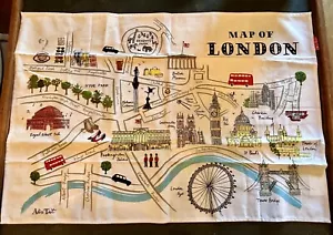 Alice Tait London Map Cotton Kitchen Tea Towel 73 x 50 cm - Picture 1 of 11