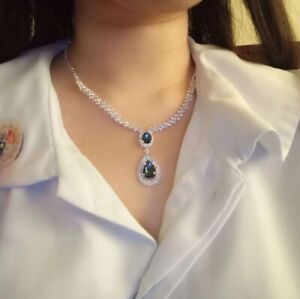 Style Ⓐ❸ || Necklace Earrings Set || Silver Blue || Tear Angel Water Drop