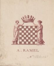 Ancien Ex-Libris A.Ramel femmes a l'antique, couronne signé Stern