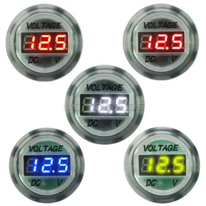 Round Digital LED Display Voltmeter Voltage Measuring Meter Range DC5-48V - Picture 1 of 21