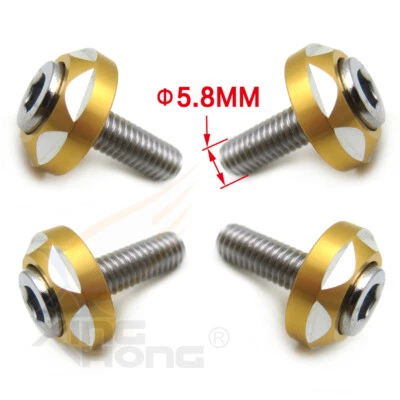 6mm Thread Dia 4Pcs Gold Bolts Screws Car Motor Decorative License Plate Bolts - Image 1 of 4