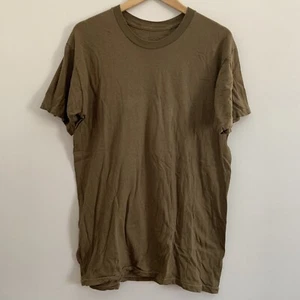 Vintage 80s 90s Plain Blank Brown Military Issued Cotton T Shirt Large DSCP - Picture 1 of 4