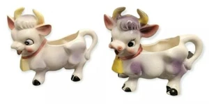 Cow Creamers Country Farm Collar With Bell Animal 4-3/4" Bovine Pair Vintage - Picture 1 of 9