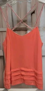 Candies Sleeveless Strappy Crossover Top Chiffon Coral Pink V Neck Lined XL - Picture 1 of 6