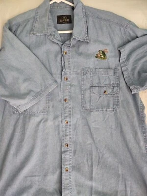 Vintage Redhead shirt mens extra large Denim Short Sleeve bass embroidered fish - Image 1 of 4