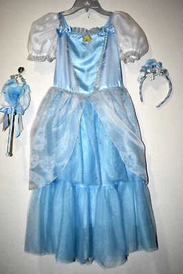 NEW DISNEY STORE 9-10 CINDERELLA BALL GOWN COSTUME DELUXE WITH WAND & TIARA - Image 1 of 4