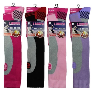 1 PAIRS LADIES THERMAL PADDED SKI SOCKS HIGH PERFORMANCE LONG LENGTH SIZE 4 -7 - Picture 1 of 1