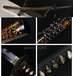 DAMASCUS FOLDED STEEL CLAY TEMPERED Grinding BLADE JAPANESE SWORD KATANA - Picture 1 of 9