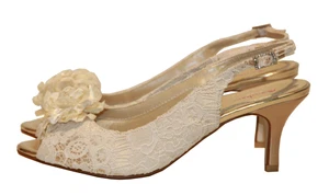 Brautschuhe Rainbow Club Sienna Pumps Satin Gold mit ivory Stickere 38 - Bild 1 von 3