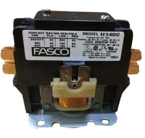 FASCO H140C DEFINITE PURPOSE CONTACTOR 1P 40 FLA 50A RES 208/240VAC--NEW--SES - Picture 1 of 3
