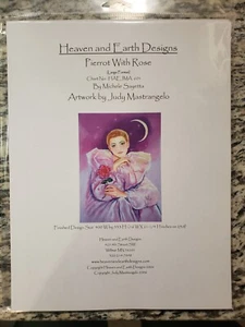 Cross Stitch Pattern Chart, Heaven & Earth Design, Pierrot With Rose - Picture 1 of 1