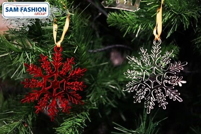 8 Palline Natale 2021 Addobbi natalizi plexiglas clear trasparente +3mt raso oro - Immagine 1 di 4